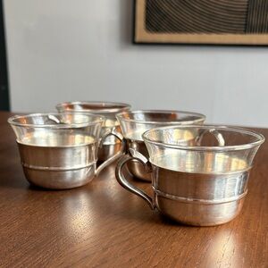 VINTAGE EDZARD/JENAER GLAS - Set of 4 Tea Glass Cups with Silver Plate Holders